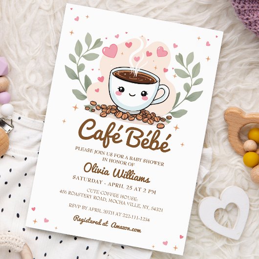 Schattige Cafe Bebe Baby is het brouwen van koffie Kaart