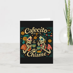 Schattige Cafecito y Chisme Halloween Skelet Dia D Kaart