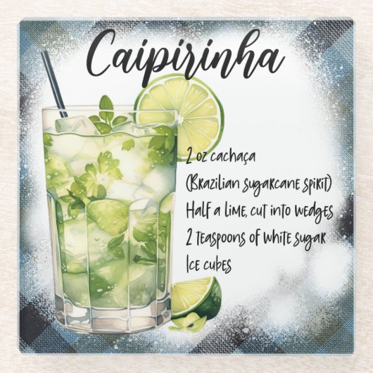 Schattige Caipirinha cocktailrecept Glazen Onderzetter (Voorkant)