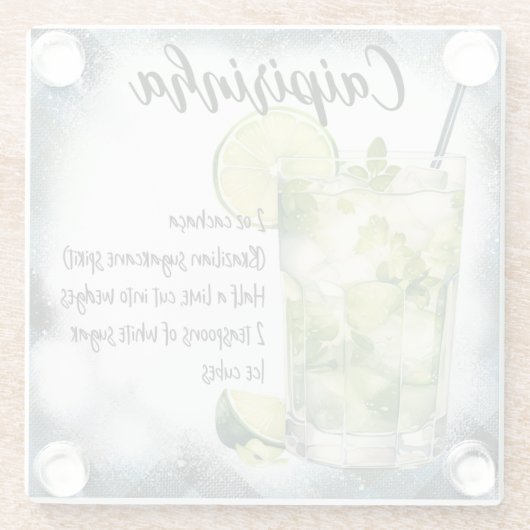 Schattige Caipirinha cocktailrecept Glazen Onderzetter (Achterkant)