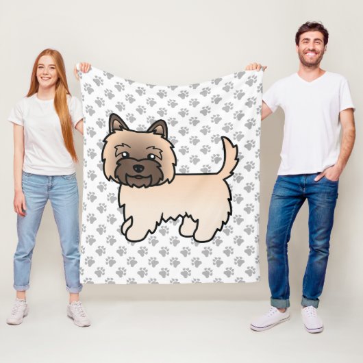 Schattige Cairn Terrier Cartoon Hond Fleece Deken (In situ)