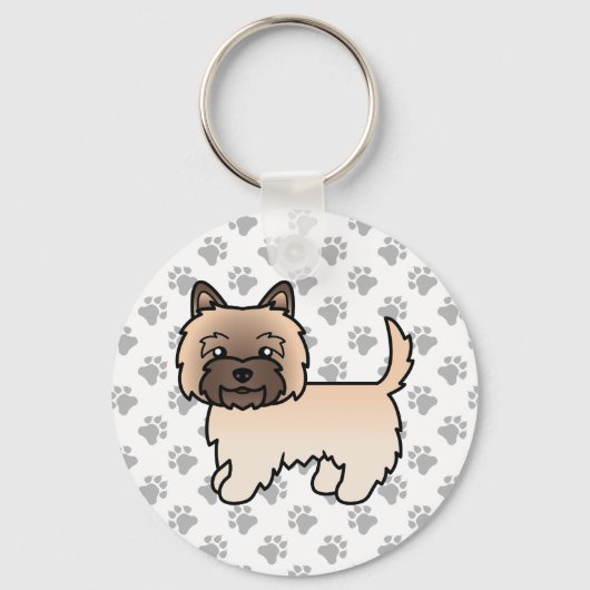 Schattige Cairn Terrier Cartoon Hond Sleutelhanger (Voorkant)