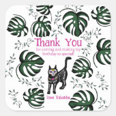 Schattige Calavera Cats Kids Verjaardagsfeestje Fa Vierkante Sticker (Voorkant)