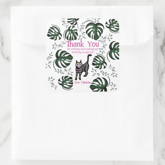 Schattige Calavera Cats Kids Verjaardagsfeestje Fa Vierkante Sticker (Tas)