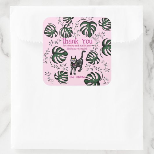 Schattige Calavera Cats Kids Verjaardagsfeestje Fa Vierkante Sticker (Tas)