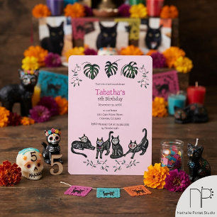 Schattige Calavera Katten Kinderverjaardag Kaart