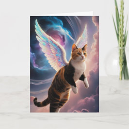Schattige Calico Kat Engel Condoleancekaart Kaart