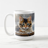 Schattige Calico Kat in de Sneeuw Koffiemok (Links)
