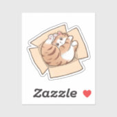 Schattige Calico Kat in Kartonnen Doos Sticker (Vel)
