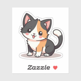 Schattige Calico Kat – Kawaii Anime Stijl Sticker