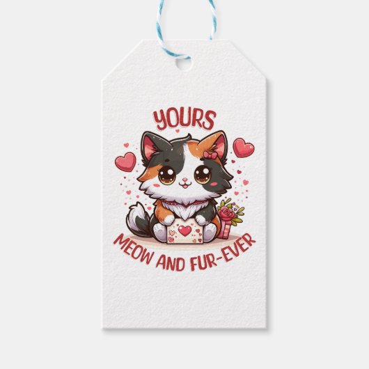 Schattige Calico Kat Valentijnsdag Cadeaulabel (Voorkant)