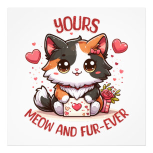 Schattige Calico Kat Valentijnsdag Foto Afdruk