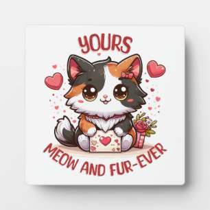 Schattige Calico Kat Valentijnsdag Fotoplaat