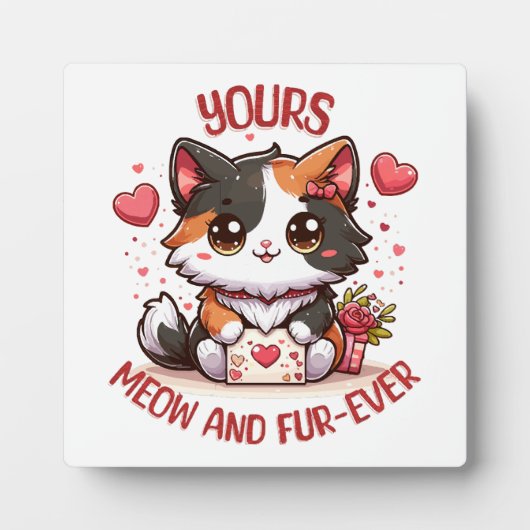 Schattige Calico Kat Valentijnsdag  Fotoplaat (Voorkant)