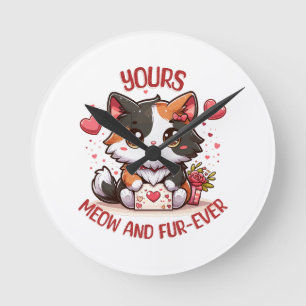 Schattige Calico Kat Valentijnsdag Ronde Klok