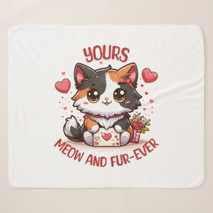 Schattige Calico Kat Valentijnsdag  Sherpa Deken