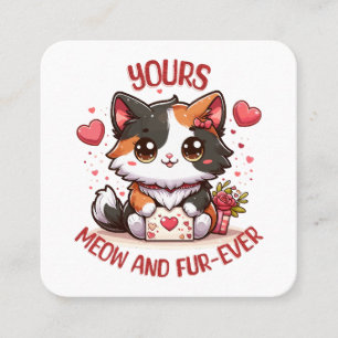 Schattige Calico Kat Valentijnsdag Vierkante Visitekaartje