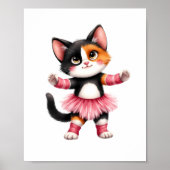 Schattige Calico Kitten Ballerina in Roze Tutu Poster (Voorkant)