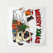Schattige Calico & Siamese Kitten Geschenk Wandkleed (Voorkant (horizontaal))
