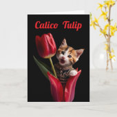 Schattige Calico Tulp Groet Kaart (Gele Bloem)