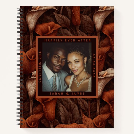 Schattige Calla Lelies Charme Boho Bruiloft Notitieboek (Voorkant)