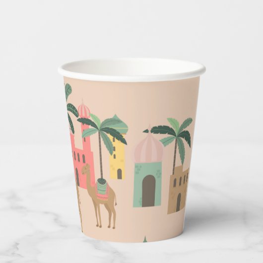 Schattige Camel Pattern Baby shower Papier beker (Achterkant)