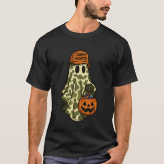 Schattige Camouflage Halloween Geest Pompoen Snoep T-shirt