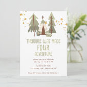 Schattige Camping Avontuur Vierde Verjaardag Kaart (Staand voorkant)