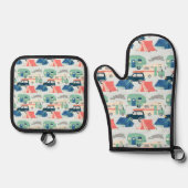 Schattige Camping liefhebbers betegeld patroon Ovenwant & Pannenlap Set (Voorkant)