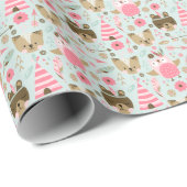 Schattige Camping Woodland Dieren Patroon Cadeaupapier (Rol Hoek)