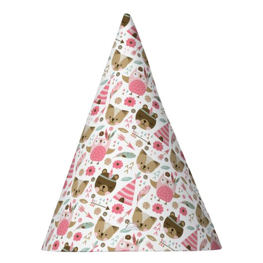 Schattige Camping Woodland Dieren Patroon Feesthoedjes (Rechts)