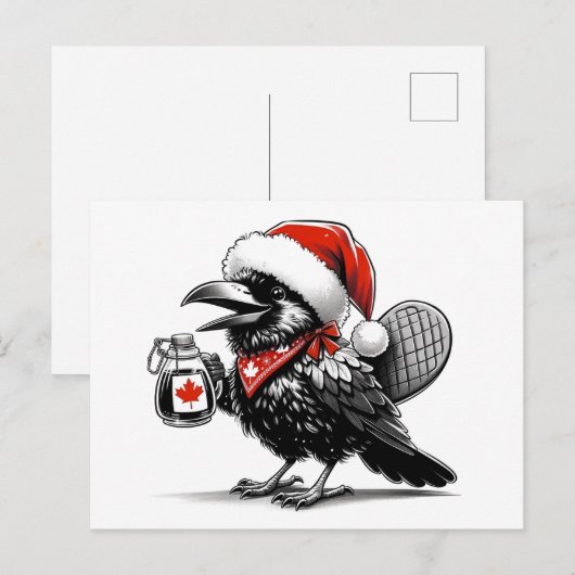 Schattige Canadese kerstraaf Briefkaart (Voorkant / Achterkant)