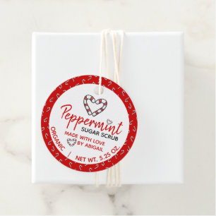 Schattige Candy Cane Heart Pepermunt Sugar Scrub Bedankjes Labels