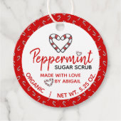 Schattige Candy Cane Heart Pepermunt Sugar Scrub Bedankjes Labels (Voorkant)