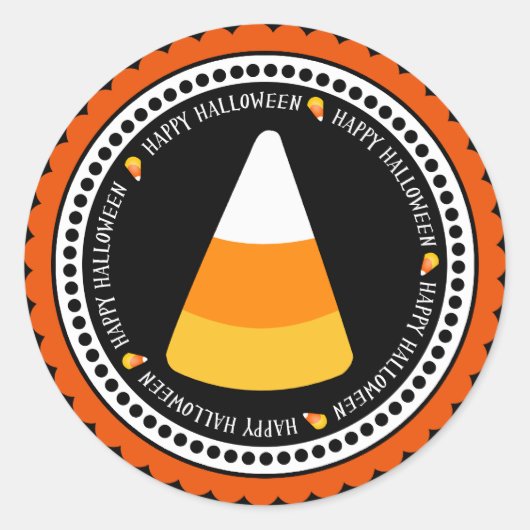 Schattige Candy Corn Happy Halloween Ronde Sticker (Voorkant)