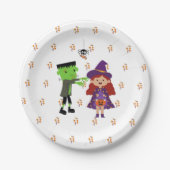 Schattige Candy Corn Kinder Halloween Kostuumfeest Papieren Bordje (Voorkant)