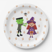 Schattige Candy Corn Kinder Halloween Kostuumfeest Papieren Bordje (Voorkant)