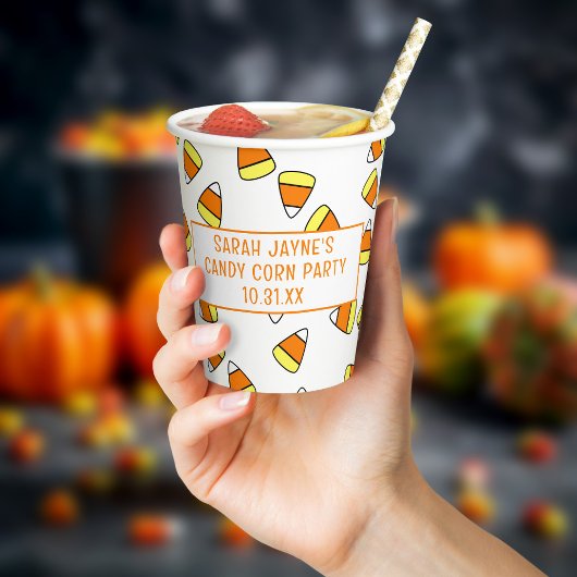 Schattige Candy Corn Pattern Halloween Party Paper Papieren Bekers