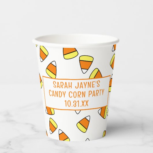 Schattige Candy Corn Pattern Halloween Party Paper Papieren Bekers (Voorkant)