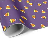Schattige Candy Corn Pattern Paarse Wrapping Papie Cadeaupapier (Rol Hoek)