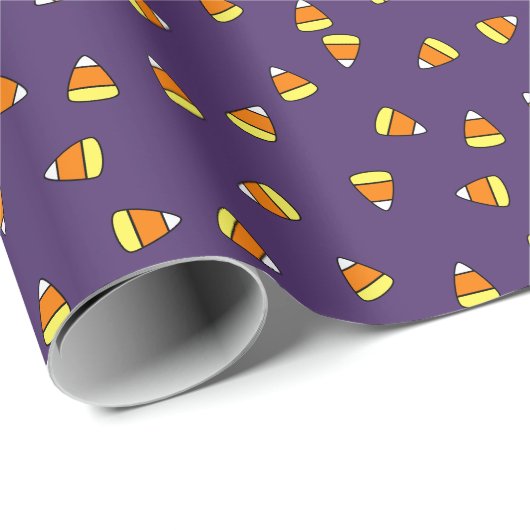 Schattige Candy Corn Pattern Paarse Wrapping Papie Cadeaupapier (Rol Hoek)