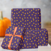 Schattige Candy Corn Pattern Paarse Wrapping Papie Cadeaupapier
