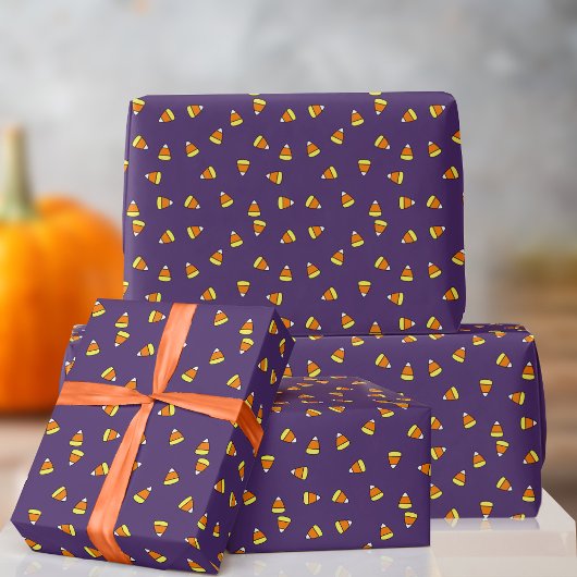 Schattige Candy Corn Pattern Paarse Wrapping Papie Cadeaupapier