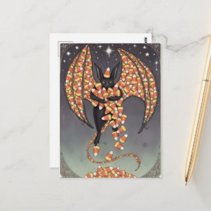 Schattige Candy Vleermuis Halloween Briefkaart