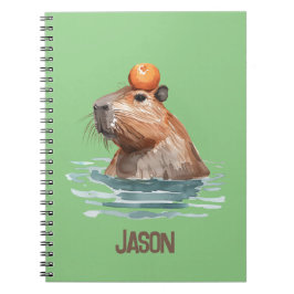 Schattige Capibara met Sinaasappel en Kindernaam Notitieboek