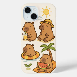 Schattige capibara's iPhone 15 case