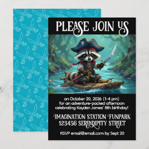 Schattige Captain Raccoon Rafting Boys' Verjaardag Kaart