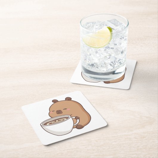 Schattige Capy Coffee Fun Paper Onderzetter (Insitu)