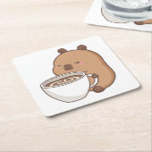 Schattige Capy Coffee Fun Paper Onderzetter (Schuin)