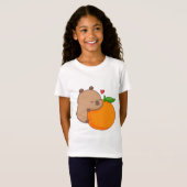 Schattige Capy Eten Sinaasappel T-Shirt (Voorkant volledig)